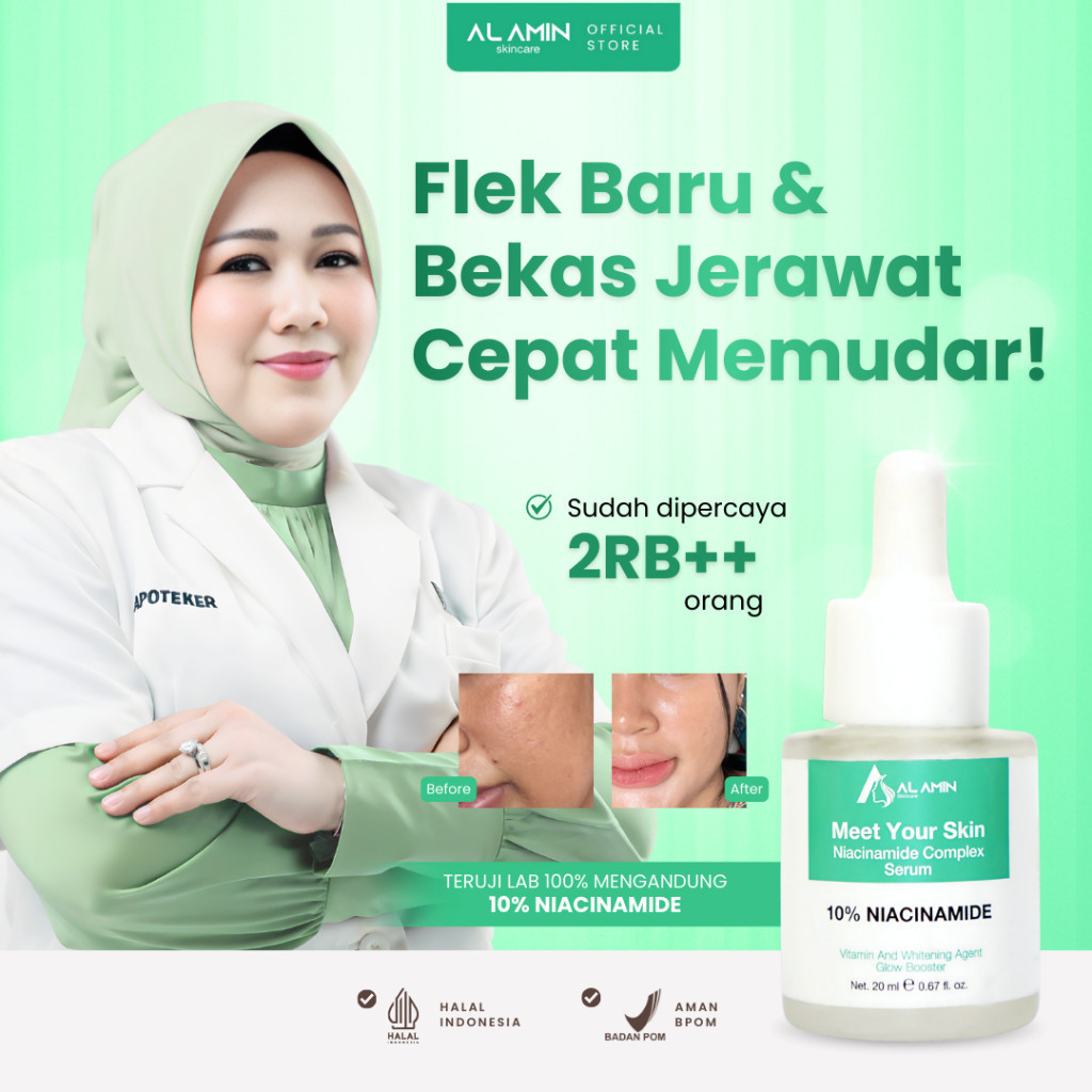 Serum Glowing Pencerah Anti Aging | 10% Niacinamide Serum | Alamin Skincare | 20ml