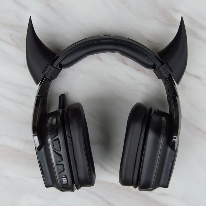 Horns for Headset Live Streaming Props Devil Demon Succubus Satan Cosplay Wity Goth Gaming Gamer Gif