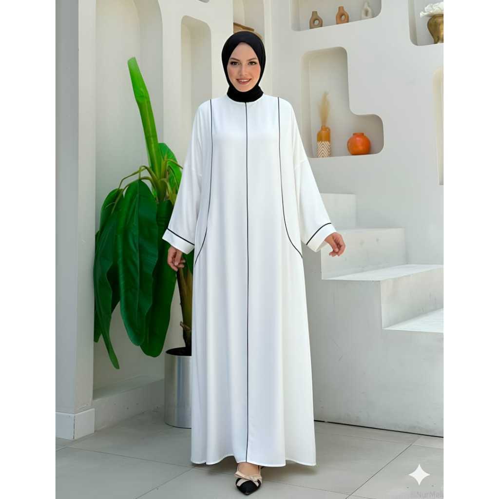 ezstoree gamis abaya remaja aesthetic abaya arab hitam list busui bahan rayon twill kwalitas terjami