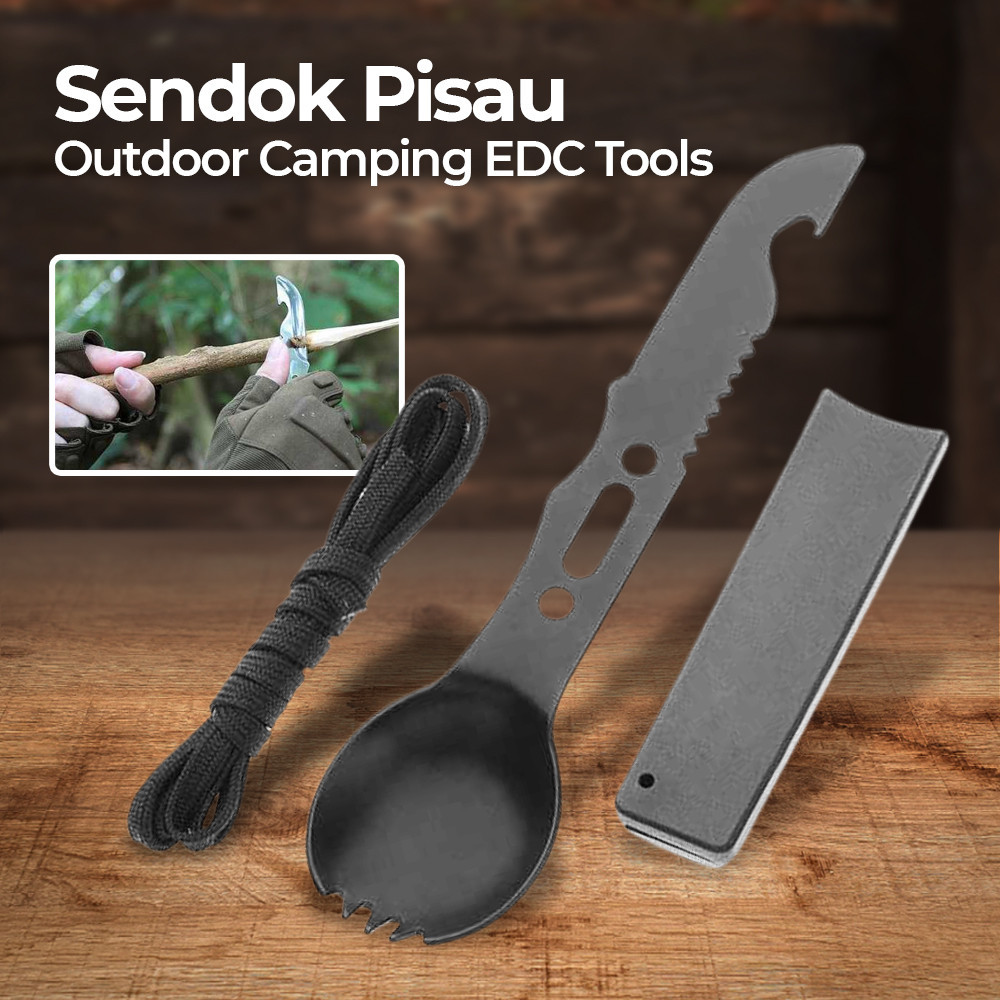 Fish Sendok Pisau Outdoor Camping EDC Tools - Camping Utensil Outdoor Survival Kit - Outdoor Multi‑F