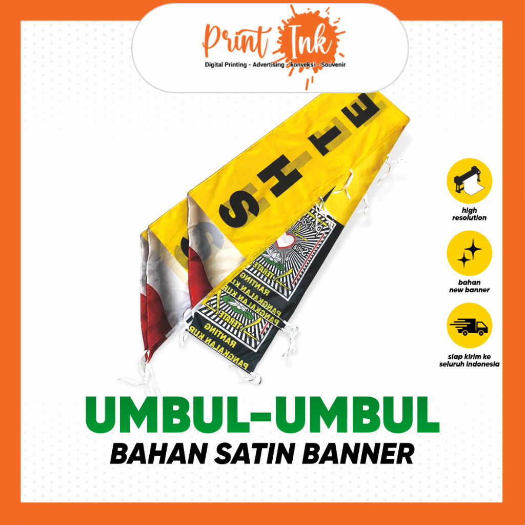 Umbul - Umbul / Umbul-Umbul Kain Full Printing/ Bahan Satin Banner
