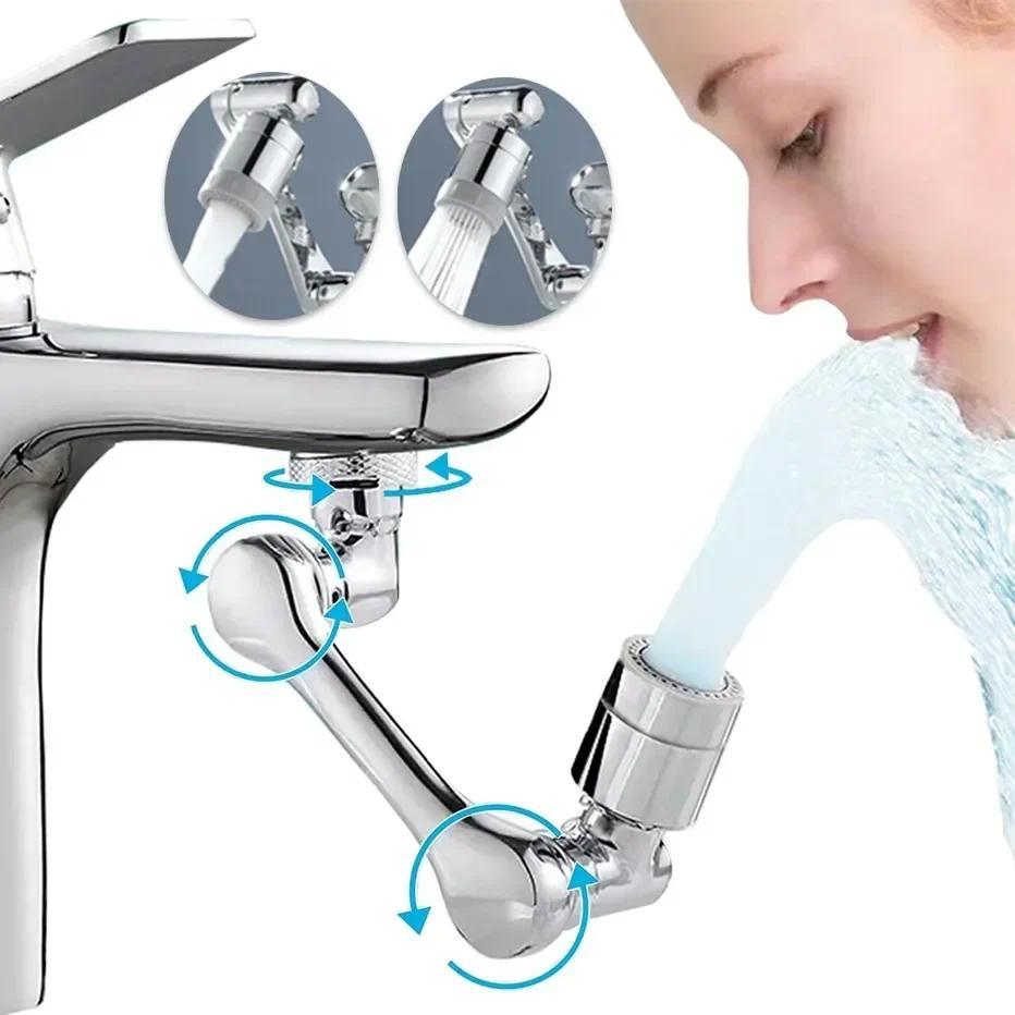 Multifunctional Rotatable Extension Faucet Aerator 1080 Degree Swivel Robotic Arm Water Filter Sink 