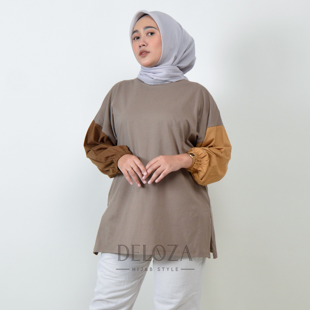 ORIGINAL>< Mix Color Kaos Oversize Wanita Jumbo Lengan Panjang Balon Cotton Combad Kombinasi 3 Warna