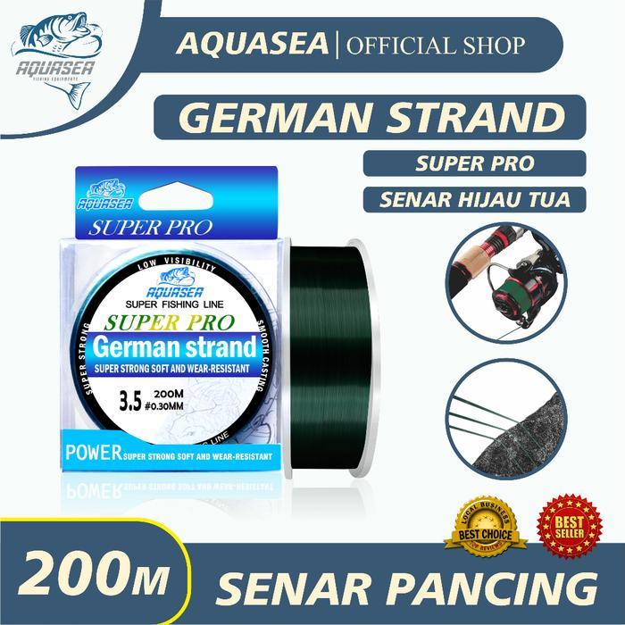 AQUASEA Tali Pancing Nylon GERMANY Strand HijauTua 200M Alat Ikan Joran Umpan - Germany Hijau Tua, 0