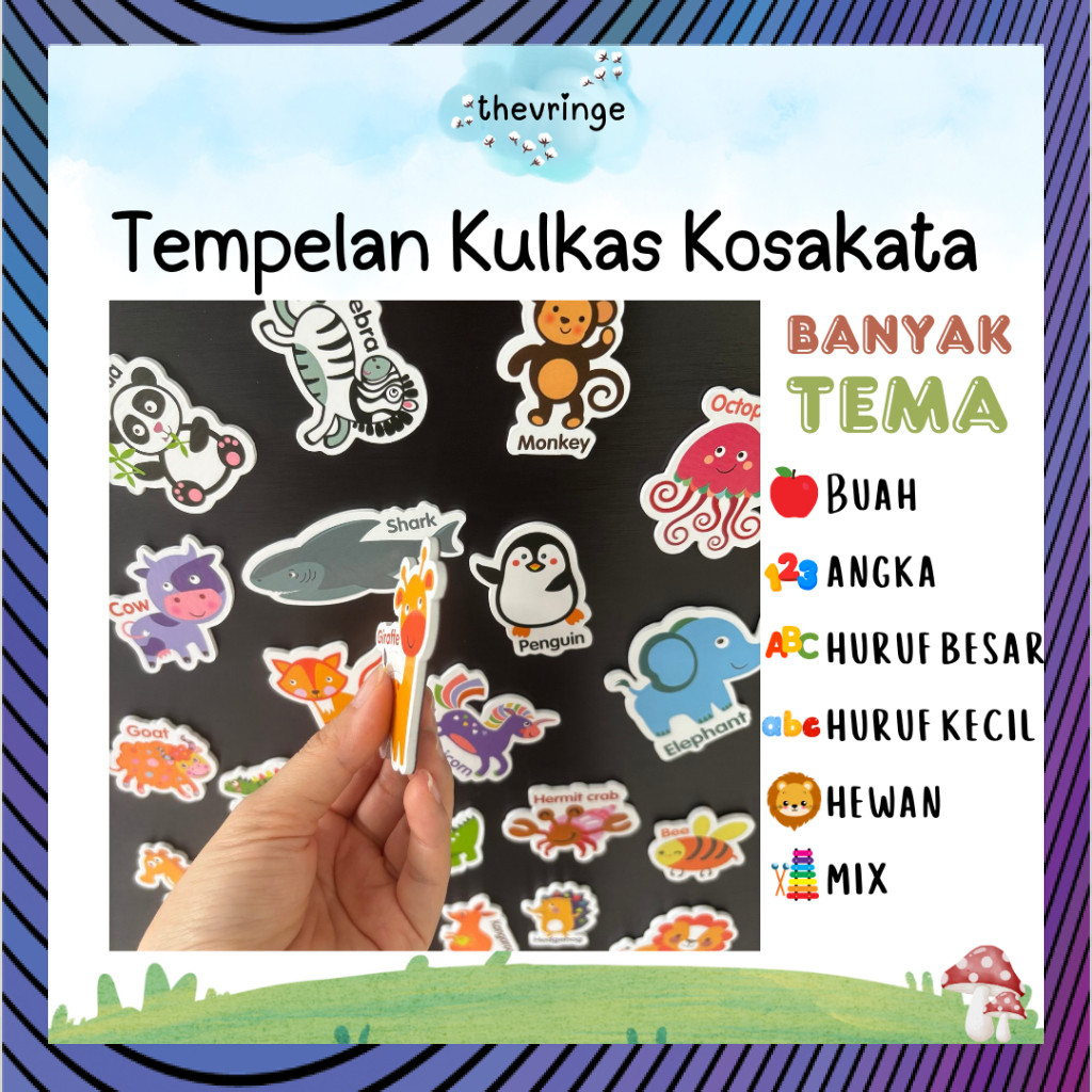 (RO) Tempelan Kulkas Kosakata angka huruf buah hewan mix | HIASAN KULKAS MAGNET | HIASAN KULKAS EDUK