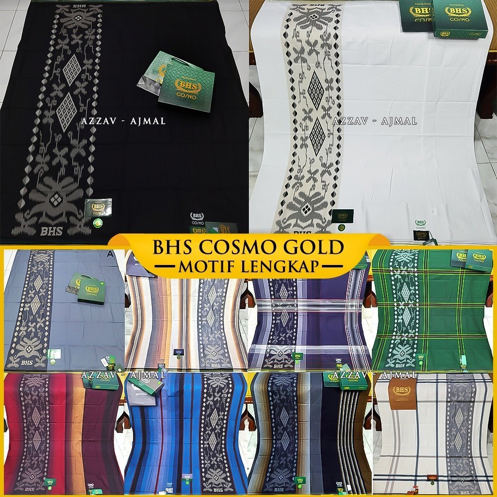 BHS GOLD SARUNG POLOS WARNA & MOTIF LENGKAP | BHS HITAM POLOS | SARUNG BHS COSMO | BHS bronze