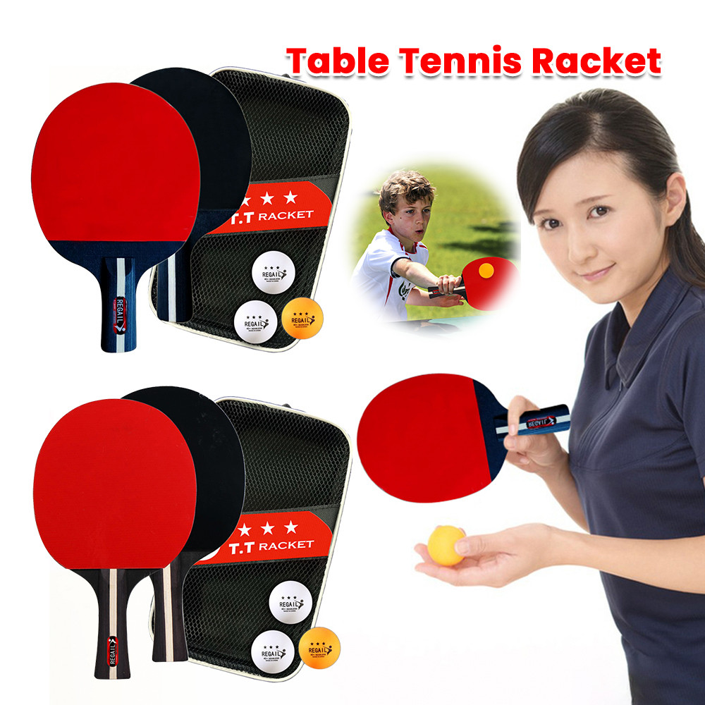 Table Tennis Racket 2 Rackets & 3 Balls Ping Pong Paddle Professional Ping Pong Paddles Set with Bag