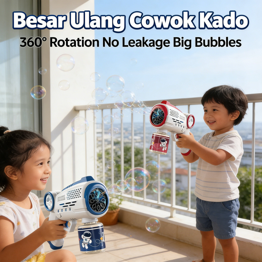 Anak Besar Kado Otomatis Balon Space Cewek Cowok Hadiah Pistol Mainan Tembakan Ulang Tahun Sabun