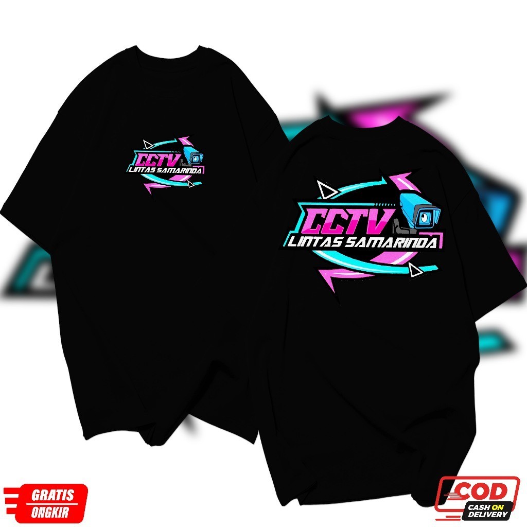 Kaos cctv Lintas Samarinda Kaos Pria Wanita Sablon DTF Printing