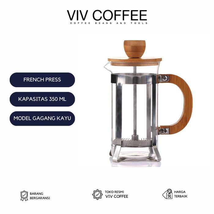 Alat Kopi French Press 350ml Coffee Press Wood