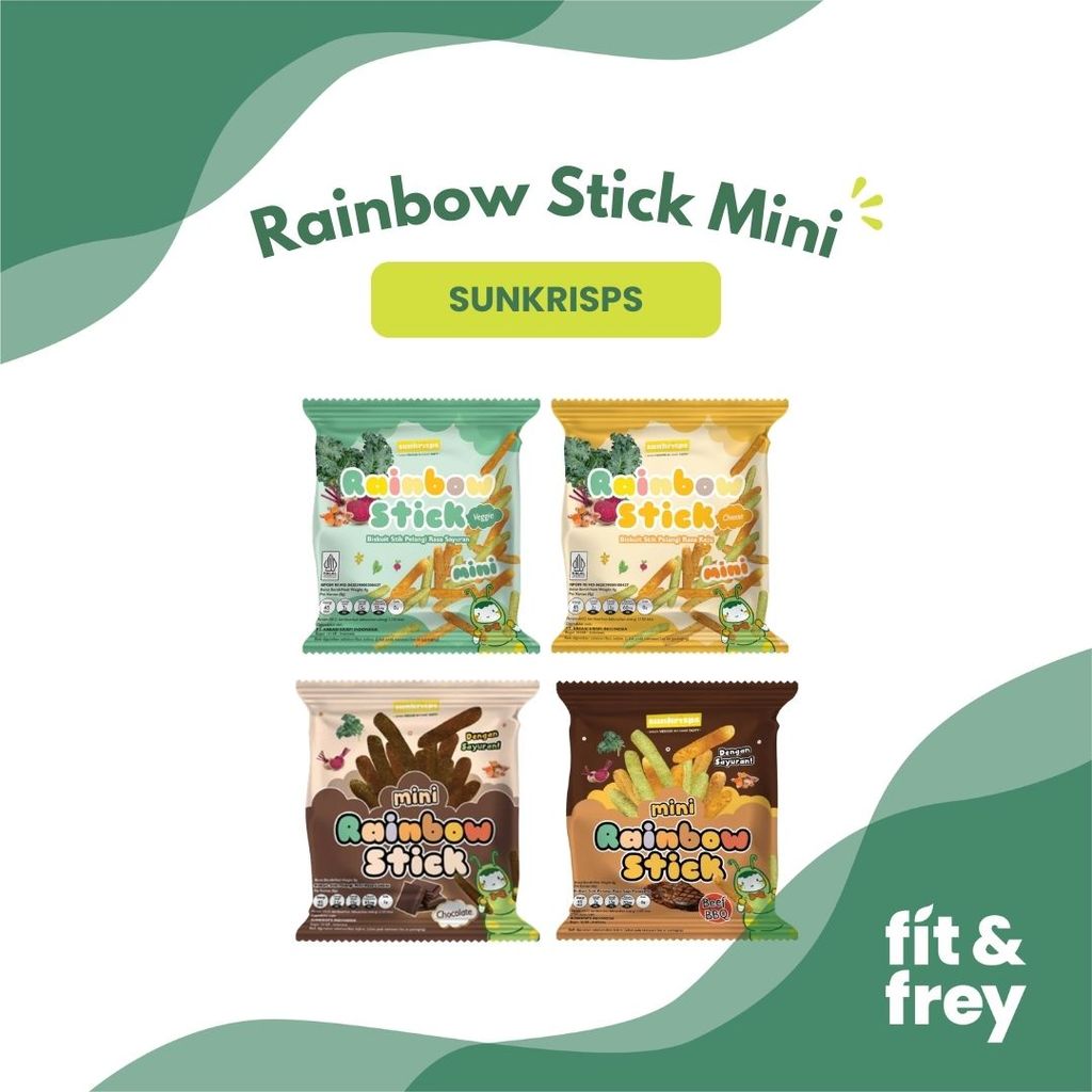 SUNKRISPS Mini Rainbow Stick 8g - Veggie / Cheese - Snack Bayi Anak - Biskuit Stik Pelangi Rasa Sayu