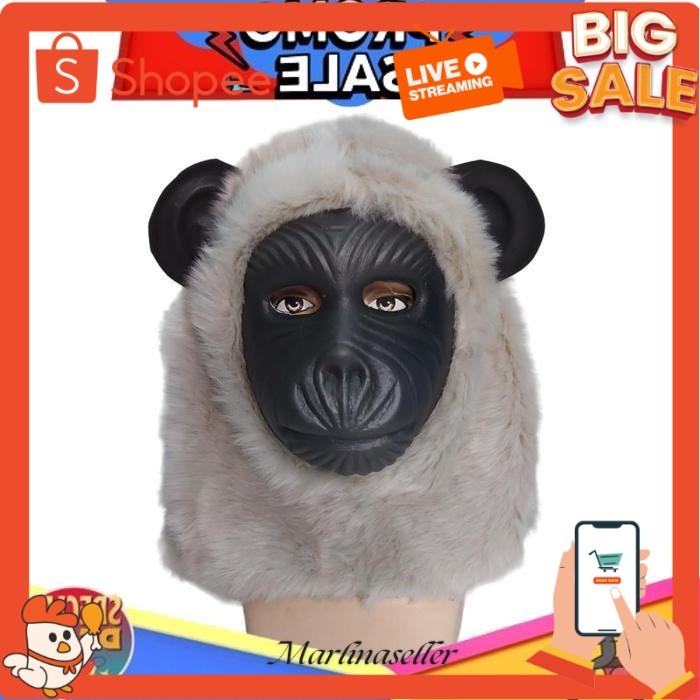 MRL Ready Stock Topeng Monyet Bulu Realistis Dewasa | Masker Gorila Cosplay Kostum Karnaval Lucu Vir