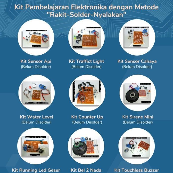 Paket Kit Belajar Menyolder Lengkap 9 Kit Elektronika