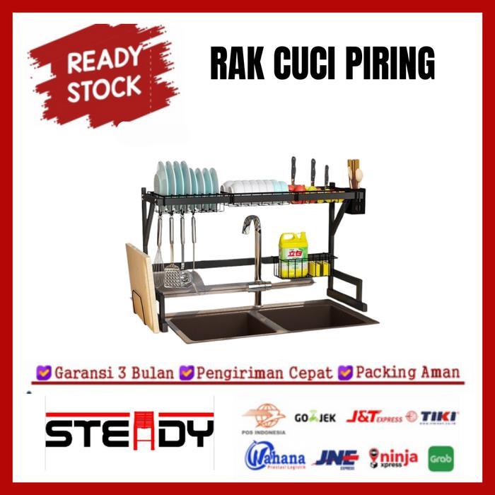 Rak Cuci Piring Dapur Anti Karat Stainless Steel Rak Piring Wastafel Rak Pengering Piring - 75CM Ful