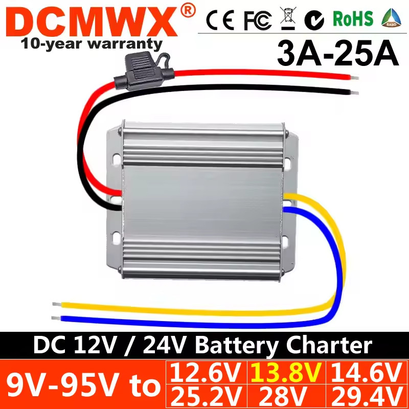 Pengisi Daya Baterai DC-DC 9V12v24v36V48V ke 12.6v 13.8v 14.6v 25.2V 29.4V 28V Konverter Step-up Ste
