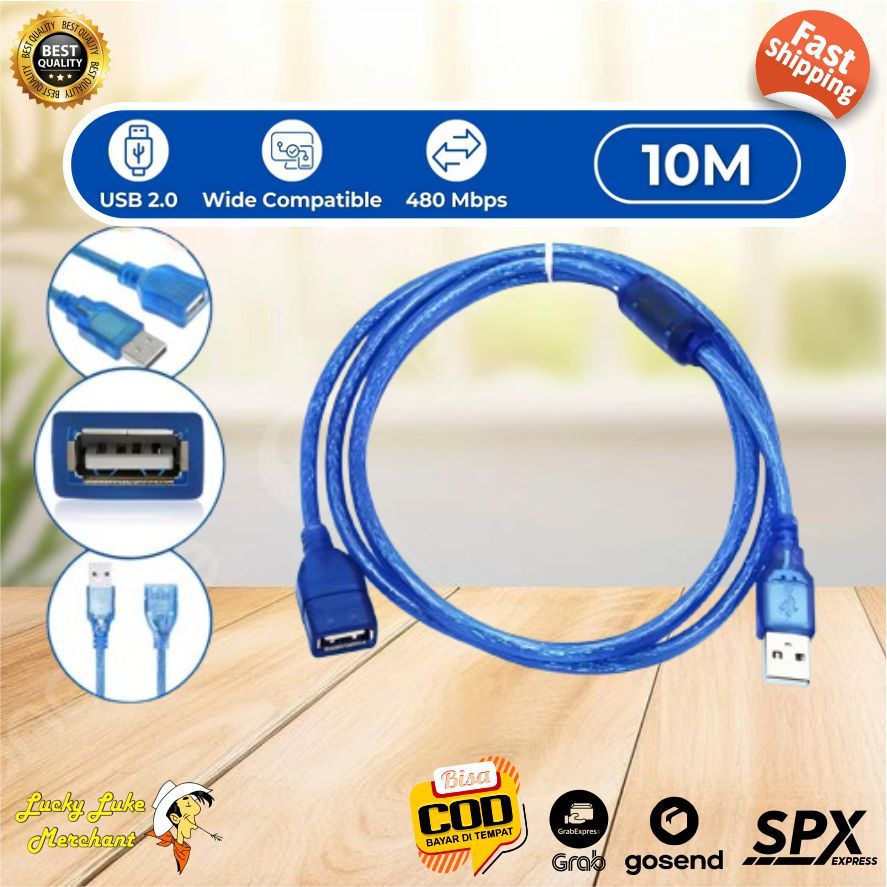 USB Extender Male to Female 10 meter Kabel Perpanjangan USB Extension