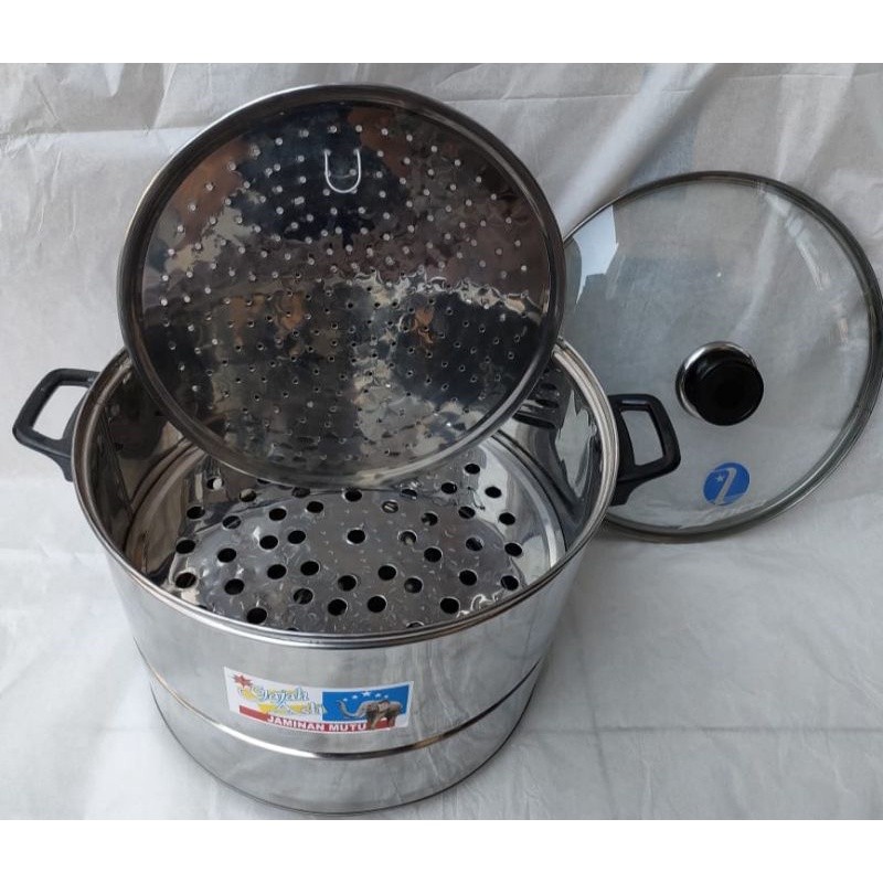 Panci Kukusan Tutup Kaca Stainless Besar 34cm