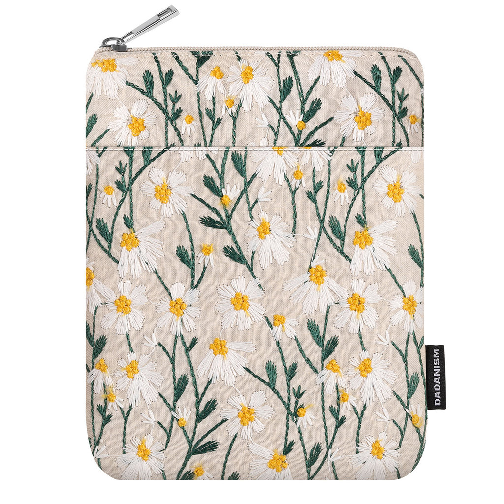 Embroidered Daisy Padded Sleeve for 7" Kindle Paperwhite, Protective Sleeve Case for 6" Kindle/Kindl