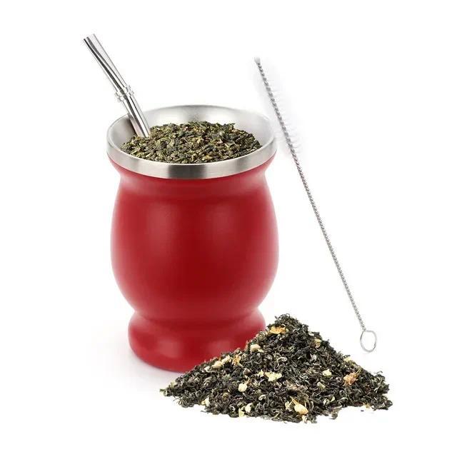 230ML Stainless Steel Mate Tea Cup Tea Cup Set for Argentina ulated Straw Cup ulated Simple Gourd