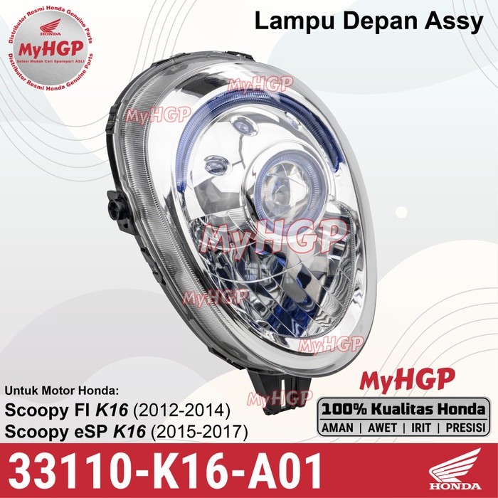 33110K16A01 -Reflector Assy - Lampu Depan Scoopy FI eSP Projektor Old Ring 15 Stylish Sporty 33110-K