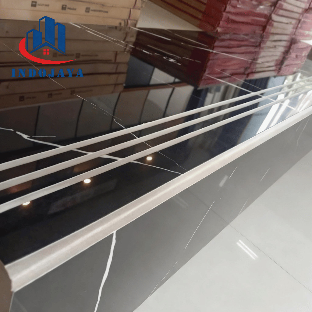 Granit Tangga Hitam Motif Marmer 30x80 30x120 Custom Ukuran Keramik Granite Stepnosing