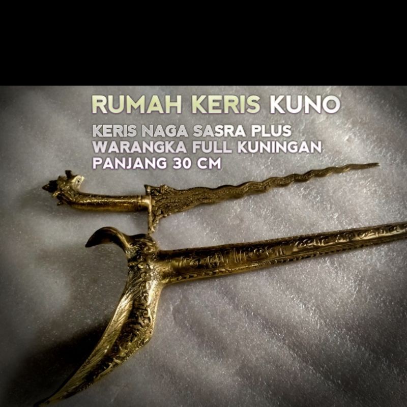 KERIS NAGA FULL KUNINGAN PLUS WARANGKA PANJANG 30 CM