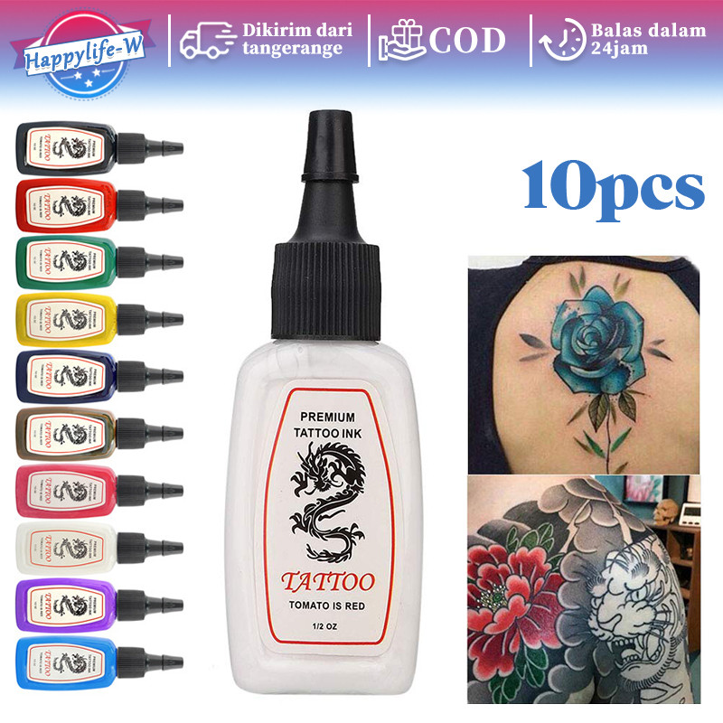 Tatto Ink Set 10 Warna 15ml Tinta Tato Permanen Tato Tinta Set Pigmen Tinta Profesional Tato Tintas 
