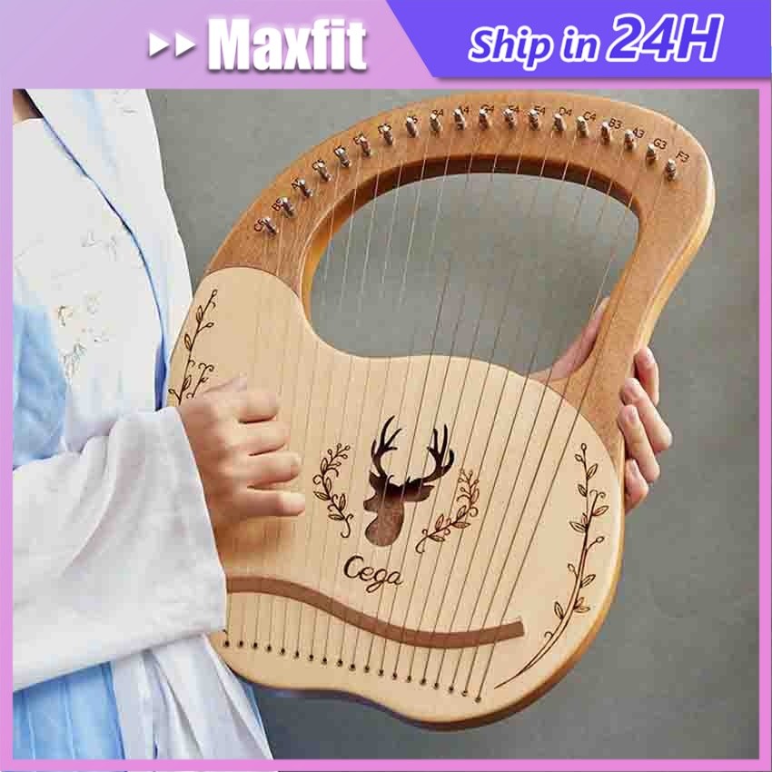Mini Harpa Lyre 19 Senar Portable Untuk Pemula + Tuning Wrench Strings Pick Set Alat Musik Aksesoris