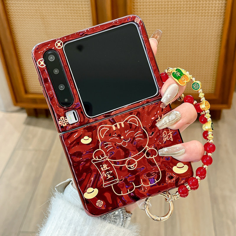 Casing ponsel lipat untuk Huawei Pura X Gelang Kucing Keberuntungan casing ponsel TPU keras