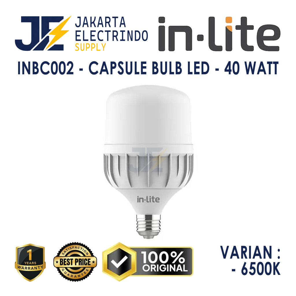 Inlite INBC002 LED Bulb Capsule Lampu Bohlam 40W Putih E27 - In-Lite 40 W 40Watt 40 Watt