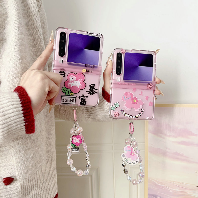 Casing ponsel lipat untuk Huawei Pura X Gelang Uang Instan Pink Lucu casing ponsel TPU keras