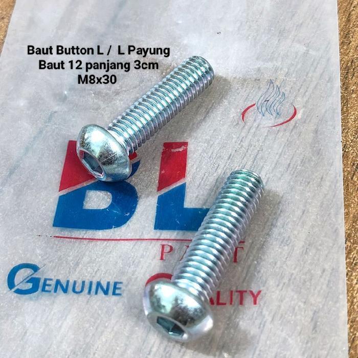 TB Bagus COD (5pcs) Baut Button L / L Payung Baut 12 panjang 3cm M8x30