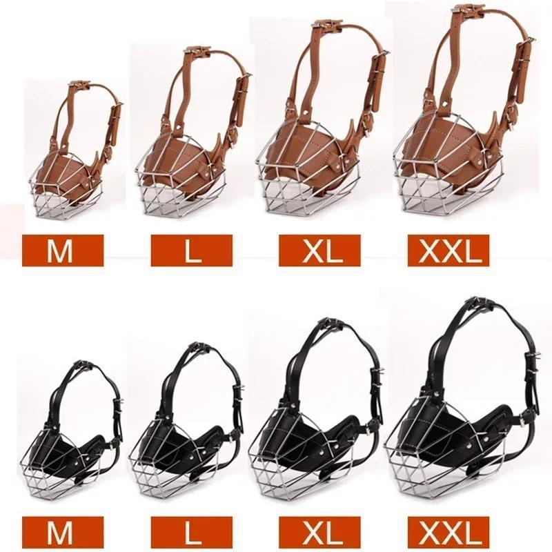 Adjustable Leather Metal  Breathable Dog Muzzle Anti Biting Pet Mouth Mask Dog Accessories