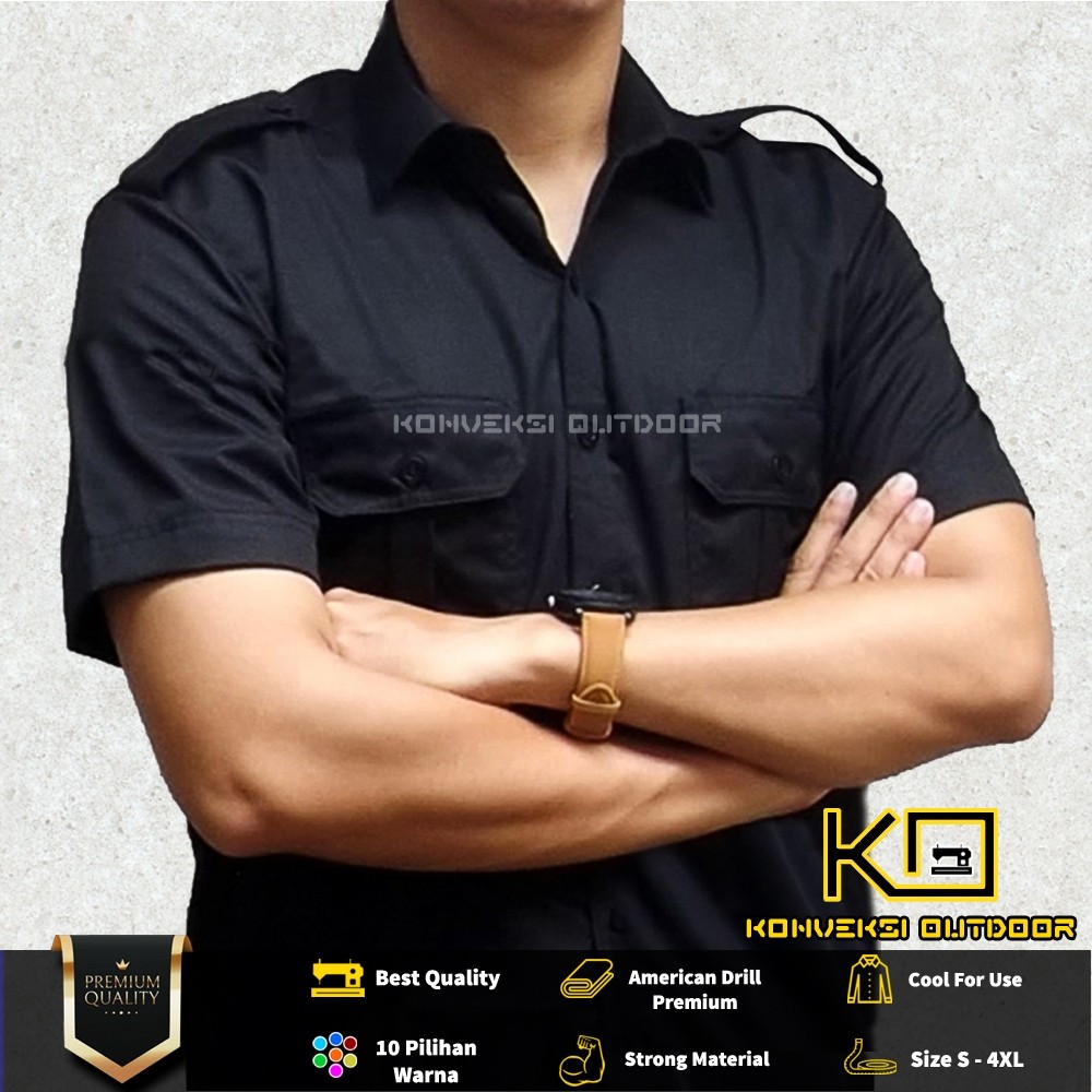 HERBERTSHOP BAJU KEMEJA LAPANGAN SERAGAM ATASAN PDL PDH OUTDOOR LENGAN PENDEK - Pakaian Kerja Kantor