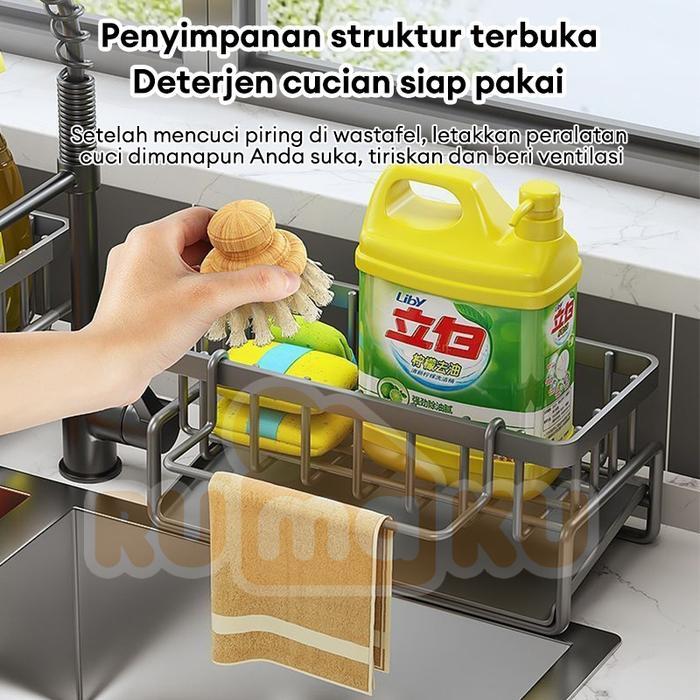 Promo Rumaku Rak Wastafel Tempat Penyimpanan Spons Sabun Cuci Piring Praktis - Hitam Terlaris