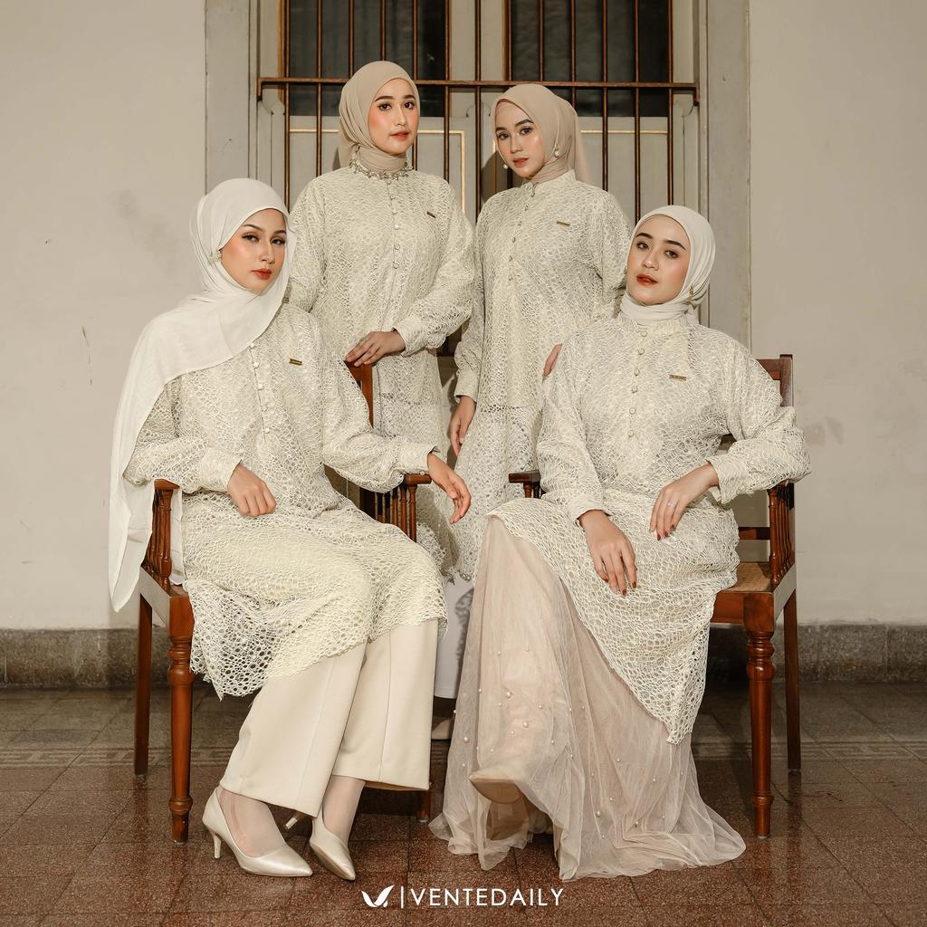 Ventedaily - Alya Tunik Atasan Wanita Kekinian Brukat Outfit Terbaru Kondangan Lebaran