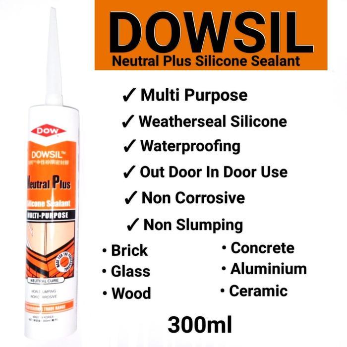 Lem Kaca Silicone Sealant Netral DOWSIL NEUTRAL PLUS 300ml - Netral - Clear Bening