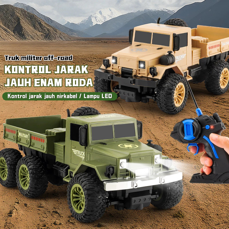 (Macicay) RC Truk Militer 4WD Dengan Lampu RC Offroad Military Truck Mobil Remote Control Truk Milit