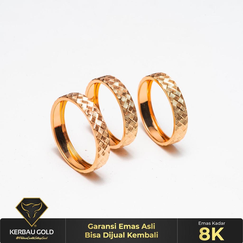 [Kerbau Gold] Cincin Emas Bangkok Anyam 8k - Emas Asli 100%