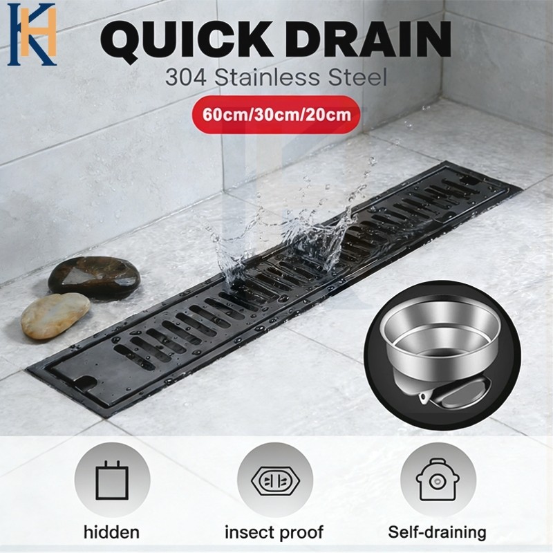 Smart Floor Drain Stainless 304 Saringan Got  Panjang Katup Otomatis Floor Drain Katup Otomatis Anti