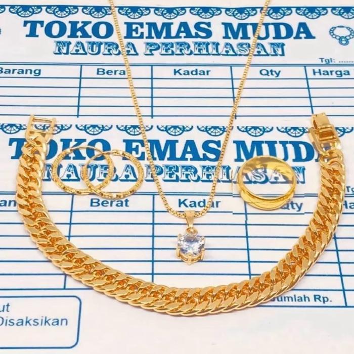 Set kalung mas muda prmata trlaris free surat toko