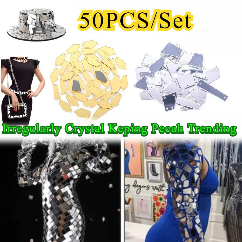 50PCS/Set  Kristal Jahit Akrilik/ Bahan DIY Kristal/ Diamond Jahit Bahan/ Jahit Kaca Payet/ Batu Kri