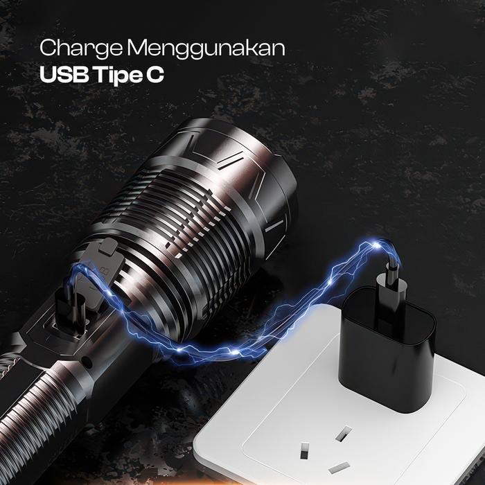 Suksestech Senter Zoom In Out 7 Mode Cahaya Terang Senter Led+Cob 8019 - Senter