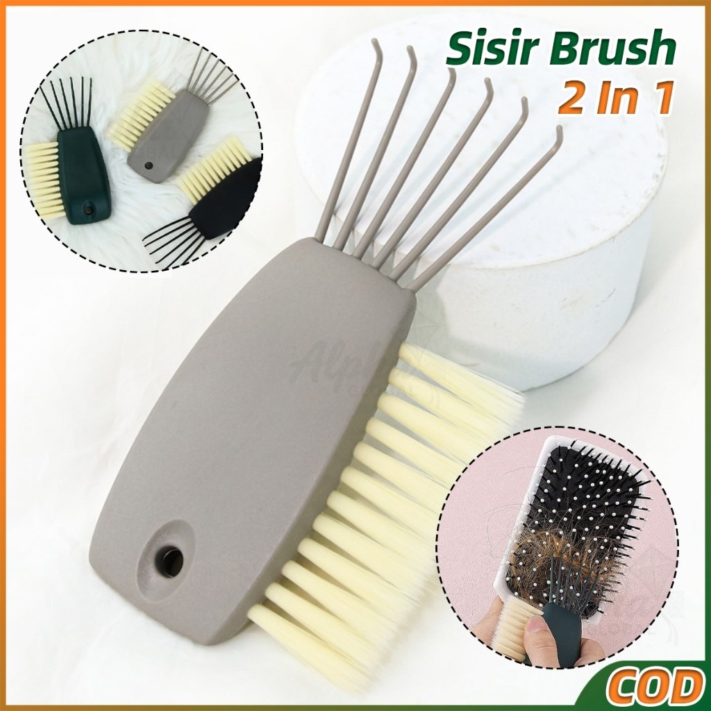 2 in 1 Hair Brush Cleaner Sikat Pembersih Sisir Rambut 3 Warna Hitam/Abu-abu/Hijau Untuk Semua Jenis
