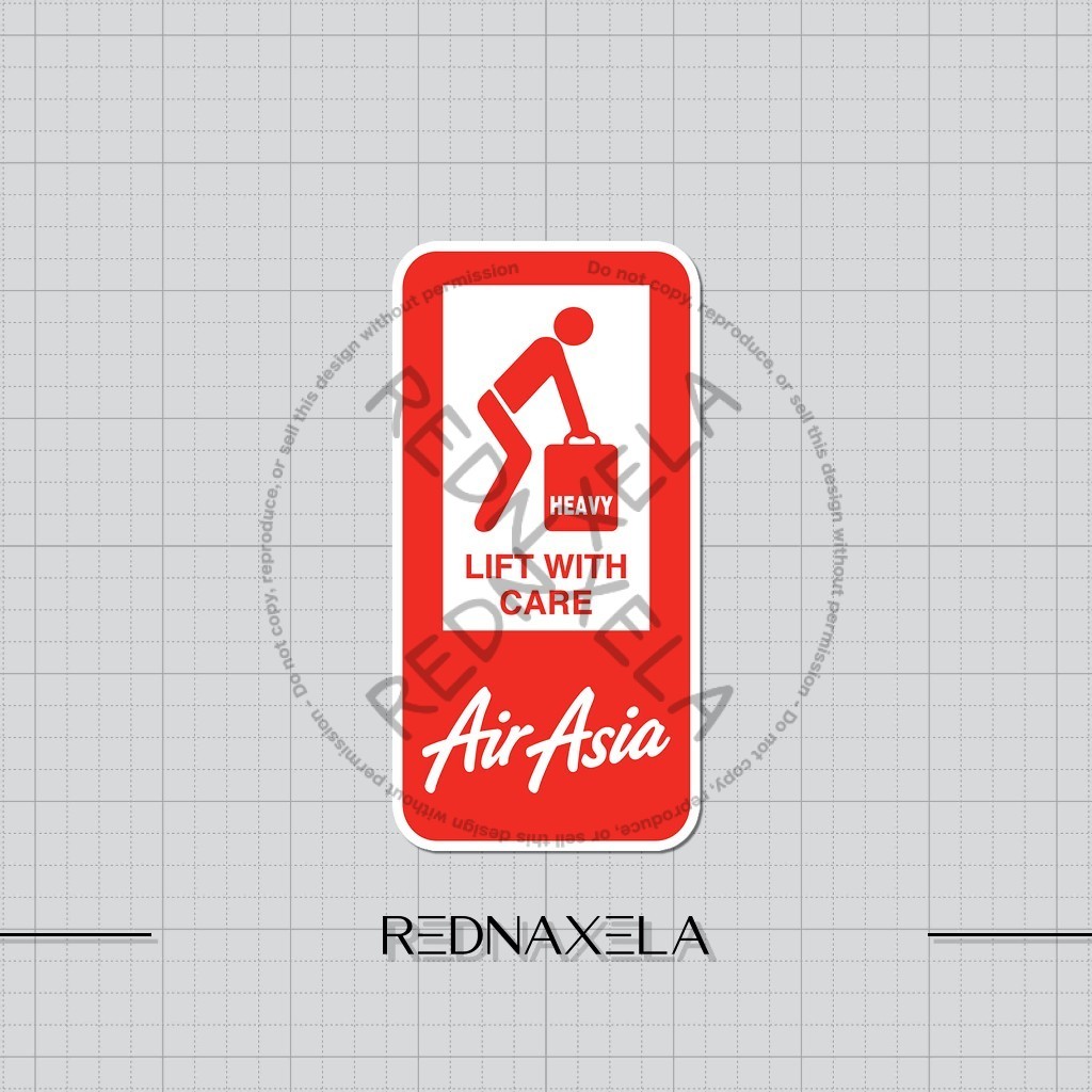 Stiker Vinyl Air Asia Heavy Baggage Stiker Koper Outdoor Waterproof Sticker