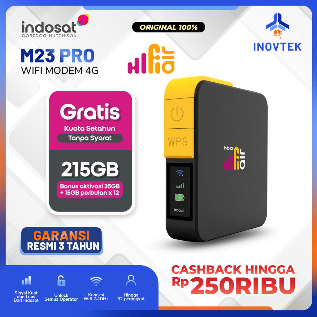 Modem Portable Indosat HiFi Air HKM M23 Pro MiFi WiFi 4G Bisa Bypass - UNLOCK ALL OPERATOR