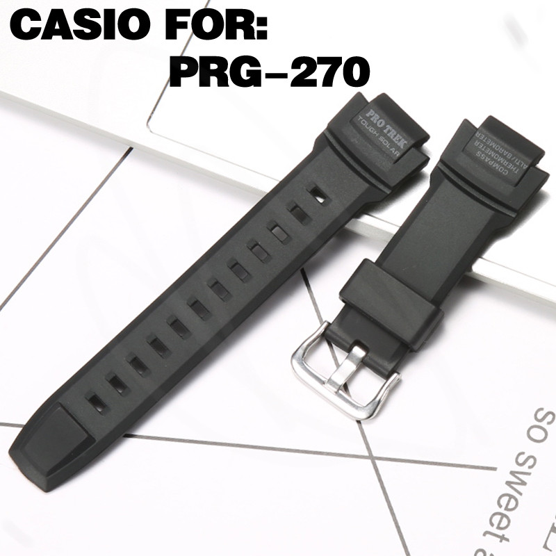 Watch Accessories for Casio Protrek PRG-270 Prg270 Men's Sports Waterproof Strap Resin Rubber Watchb
