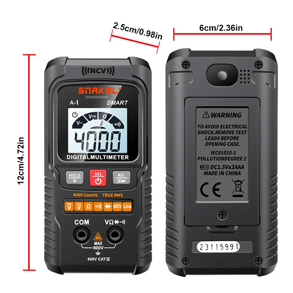 Automatic Digital Multimeter 4000 Counts AC/DC Voltmeter Multimeter Auto-Ranging Intelligent Multime