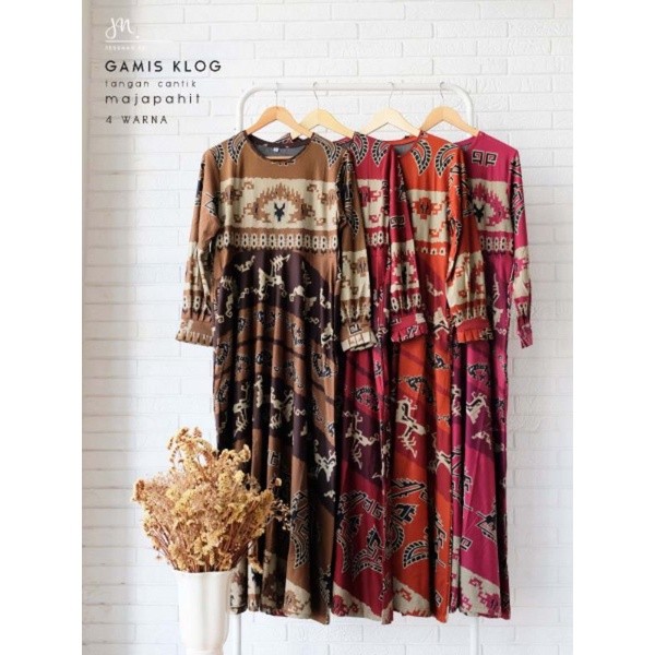 BRAKOTOP Gamis Klog klok Motif Kala Lancip Majapahit Prasasti Gelap Prasasti Full dan Songket Lombok