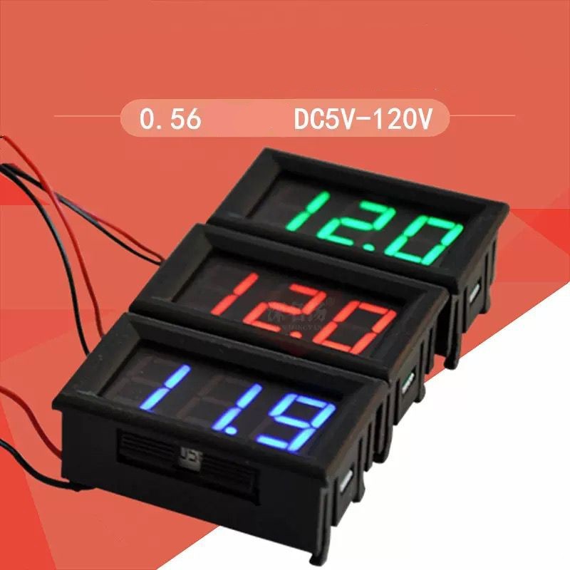VOLTMETER FRAME DC 5-120V DIGITAL VOLTMETER 0.56 INCH 2 KABEL
